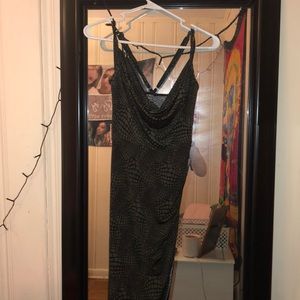 Snake skin print dress with a high thigh slit